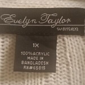 FINAL PRICE NWT Evelyn Taylor  acrylic l/s colorblock assymetrical cardigan 1X